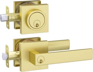 $53 Haidms Gold Exterior Door Lock Set, Front Door Handle and Deadbolt Set, Gold Entry Door Locksets with Dead Bolt, Heavy Duty Zinc-alloyed Front Door Lock Set