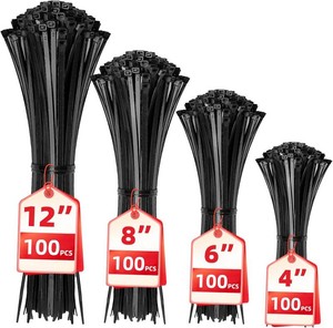 Cable Zip Ties,400 Pack Black Assorted Sizes 12864 Inch,Multi-Purpose Self-Locking Nylon Cable Cord Management,Plastic Wire Ties for Home,Office,Garden,Workshop. By HAVE ME TD