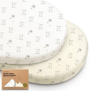 2pk Organic Baby Bassinet Sheets Boys, Girls, Fitted Sheet (Bumble Bear)