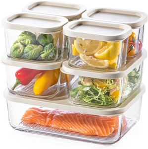 $33 KEMETHY 7 Pack Glass Food Storage Containers with Lids,Stackable BPA Free Glass Meal Prep Containers,Glass Lunch Containers with Lids for Kitchen Storage and Organization- Baking, Microwave, Oven