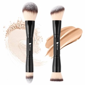 DUcare Foundation Makeup Brushes, 2Pcs Premium Dual-Ended Makeup Brush Foundation, Powder, Buffer & Contour Brushes for Liquid, Cream, Powder, Blending Face Brush, Fit for Home, Travel & Gifting