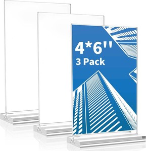 Svalor Acrylic Sign Holder 4x6 Inch,3 Pack Sign Holders Vertical