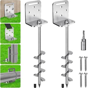 $30 BeneLabel 246 Pack 18 24 Ground Anchors Screw in Shed Anchor with L Bracket Trampoline Anchor Spiral Swingset Anchors for Swing Set, Mobile Home, Fence, Playset, Tent, Canopy, Carport