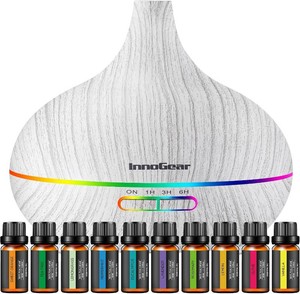 $30 InnoGear 400ml Aromatherapy Essential Oil Diffuser 10 Oils Gift Set, Grey