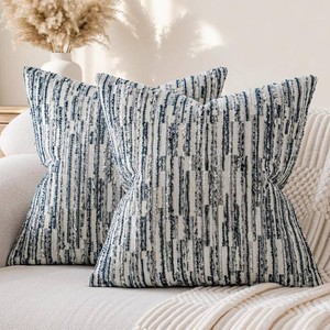 $23 a moment Boho Striped Decorative Throw Pillow Covers 18X18 Set of 2,Blue