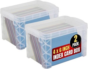 $20 1InTheOffice Plastic Index Card Box 4x6, Index Card Storage Box, Clear, 500 Capacity, 2 Pack