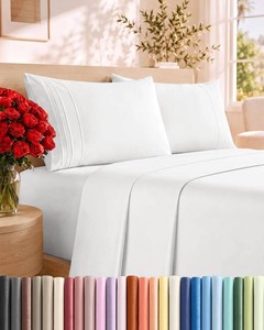 $30 King Size 4 Piece Sheet Set - Comfy Breathable & Cooling Sheets - White