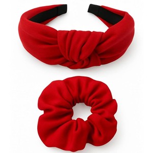 Red Headband & Scrunchie Set   Red Hair Accessories for Women & Girls
