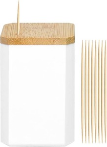 Toothpick Holders 1 Pack with 600 Picks,Round Toothpicks Double-Side Point for Teeth,Food Pick,Appetizers,Cocktails Fruits,Olive&DIY Craft.