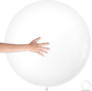 5Pcs White Big Balloons 36 Inch, Round Large Latex Party Balloons for Birthday Wedding Decorations