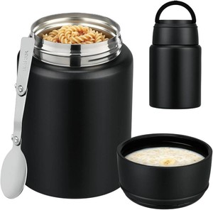 16oz Insulated Food Jar, Stainless Steel, Black (jar only)