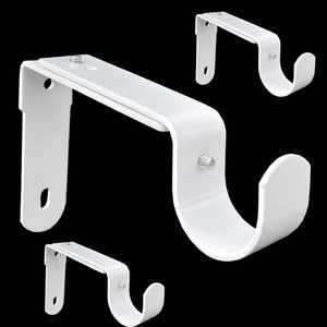 Adjustable Curtain Rod Brackets,Fits up to 1 inch, 1-18 inch and 1-14 inch Rods,Extendable Heavy Duty Curtain Rod Holder for Wall, Set of 3, White