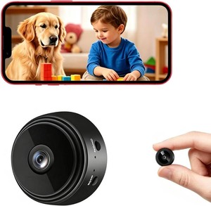 Small Nanny Cam Hidden Home Mini Security Camera with Multi-User Viewing, Black, Portable WiFi Spy Camera, Remote Monitoring, Mobile App Control