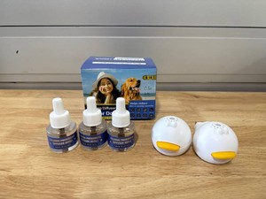 $46 Dog Pheromone Calming Diffuser Relaxing Pheromone Diffuser for Dogs Relief Stress Anxiety Fighting Scratching Barking, Dog Calming Pheromone Diffuser Kit with 2 Plug in Diffuser3 Refill 48ml (6in1)