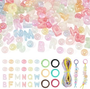 Beaded Keychain Making Kits Mixed Big Hole Acrylic Letter Beads