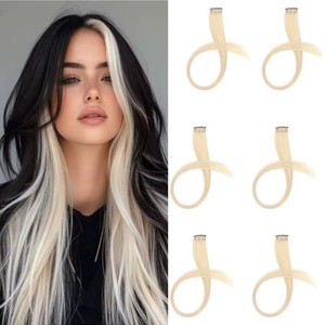 $20 Clip in Human Hair Extensions 18 Inch Bleach Blonde 100% Real Hair Extensions Clip in for Women, 6 Pieces Straight Highlight Hairpieces (Bleach Blonde)
