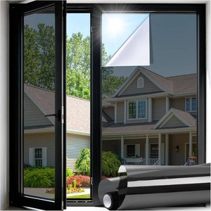 LUTE One Way Window Tint for Home, Window Privacy Film, Black Silver