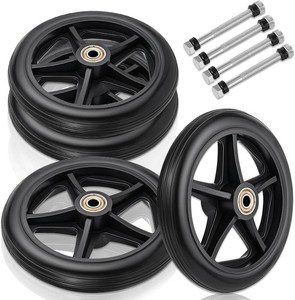 SHENLIU 4 Pack Wheel Replacement with 4 Axles, 6 Inch Heavy-Duty Anti-Slip Solid Caster Roller Wheels for Walkers Wheelchair Front Wheel Walker Caster for Wheelchairs Rollators Walkers