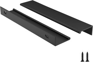 $43 Rergy Drawer Handles Black Cabinet Pulls 7-12 inch 10 Pack, Finger Pulls for Cabinet Edge Pulls, Aluminum Alloy Hardware with Smooth Edge for Dresser Drawer Handles, Screws Included, Hidden and Flat