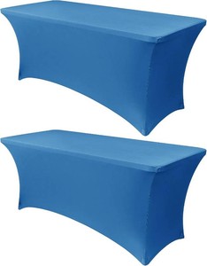 $30 Obstal 6ft Stretch Spandex Table Cover for Folding Tables, 2 Pack, Aqua