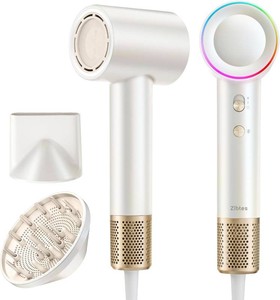 $60 Zibtes High-Speed Hair Dryer with Diffuser, Ionic Blow Dryer (White)