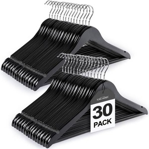 $40 TOPIA HANGER Wooden Coat Hangers 30 Pack, Black Wood Suit Hangers