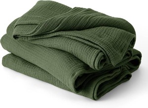 $73 Bedsure 100% Cotton Muslin Blankets for Adults, King, 4-Layer, Green