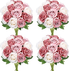 $40 48 PCS Roses Artificial Flowers Champagne & Dusty & Dark Pink