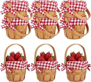 $29 Geelin 6 Pcs Mini Picnic Basket with Handle, Red White 4.7 X3.9in