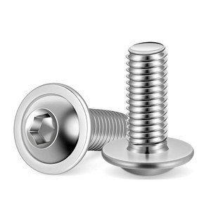 M8-1.25 x 20mm Flanged Button Head Socket Cap Screws Flange Bolts, 18-8 Stainless Steel 304, Full Thread, Allen Socket Drive, 25 PCS