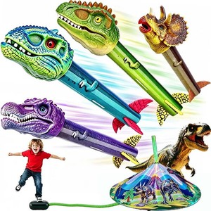 Gizzjoy Dinosaur Toy Rocket Launcher for Kids - Launch Up to 100 Ft, 4 Rockets, Outdoor Outside Toys for Kids, Dinosaur Toys, Birthday Gifts for 3 4 5 6 7 8-12 Year Old Boys Girls