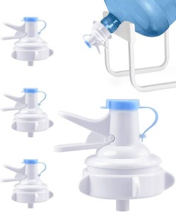 3 Packs Water Dispenser Valve, Water Jug Dispenser Valve, Reusable Water Jug Cap Bottle Spout Plastic Spigot,Wood Stick and Dust-proof Cap,Only Suitable for 55mm Non Threaded Crown Top Drinking Bottle