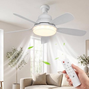 $40 Socket Fan Light with Remote,24 Screw in Ceiling Fan Lights with 3 Colors Dimmable,3 Speed,2500 Lumens,Portable E26 Light Bulb Fan for Bedroom,Dining Room,Kitchen,Laundry Room,Garage.White