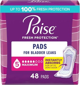 Poise Incontinence Pads for Women, 5 Drop, 48 ct