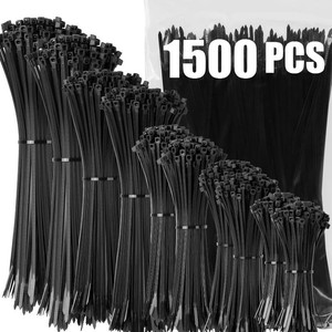 $20 XINGO Black Zip Ties Assorted Size 1500 Pack, 4681012 Inch, Self-Locking UV Resistant Nylon Cable Ties Perfect for Home, Office, Garden and Workshop
