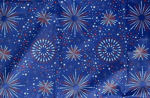 $22 Patriotic Festive Fireworks Abstract, Flannel Back (60 x 84 Oblong with Zippered Umbrella Hole)