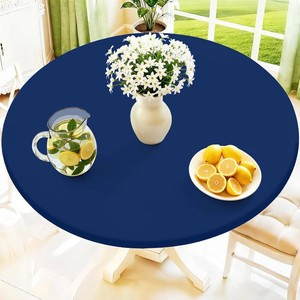 Moosfor Spandex Round Tablecloth, Fitted Table Cloth for 36-44 Tables