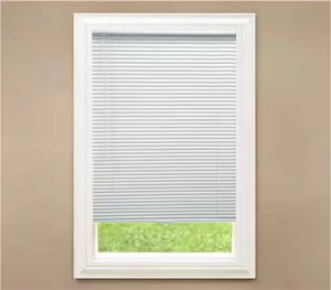  White Cordless Room Darkening Vinyl Mini Blinds with 1 in. Slats-58 in. W x 48 in. L (Actual Size 57.5 in. W x 48 in. L)