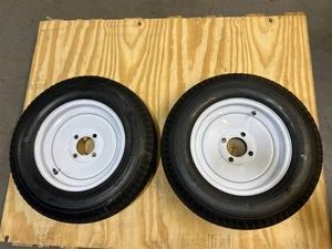 Kenda Loadstar 12in. Bias-Ply Trailer Tire and Wheel Assembly, 21.5 x 5.30 x 12, 4-Hole, Load Range C, Model# DM452C-4IN lot of 2 #1218
