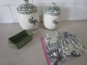 Canister Set & Flatware, Moose Themed