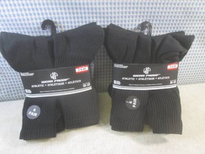 (CSB) 2 Mens 6-Pair Packs of Crew Socks Size 10-13 in Black