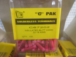 (EW3) 7 Boxes of Solderless Terminals Insulated Butt Connection 22-18 AWG - 5 Containers of 100 per Box