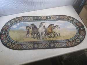 (F-3) Oval Running Horses Accent Rug 45 x 20