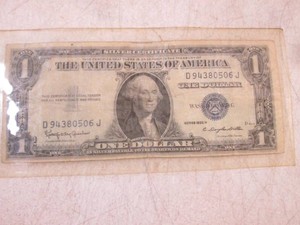 (CNTR) 1935 H Silver Certificate One Dollar Bill Has Been Laminated
