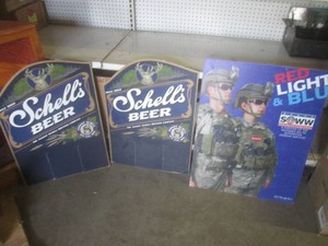 (C-1) 3 Corrugated Beer Promotional Signs
