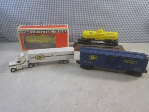 (BS) Lionel Train Cars and Cast Metal Truck and Trailer