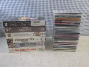(F-1) Assorted CDs and VHS Movies