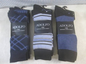 (CSB) 3 - 4-Packs Adolfo Mens Dress Socks Retail $19.99 per Pack