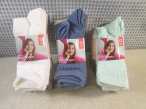 (BSB) 3 - 6-Packs of Womens Crew Socks One Size Fits Most