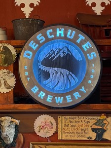 Deschutes Brewery metal illuminated sign